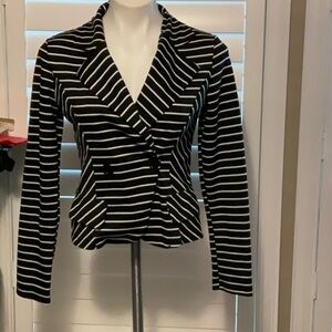 Shasa Black and White Striped Blazer